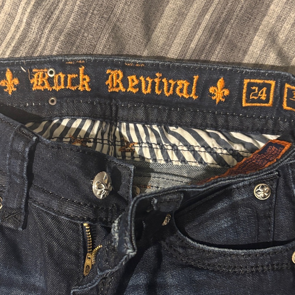Rock Revival Indigo Jeans with Orange Accents